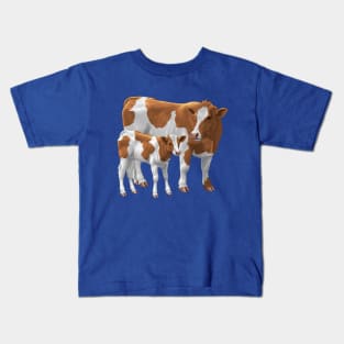 Guernsey Cow and Cute Calf Kids T-Shirt